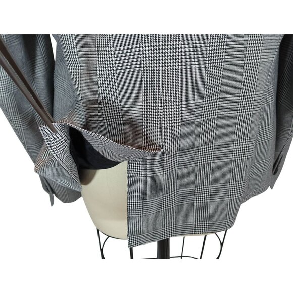 TALBOTS Glen Plaid Wool Blend 2-Button Blazer 8  Black White Preppy Office - Picture 7 of 9